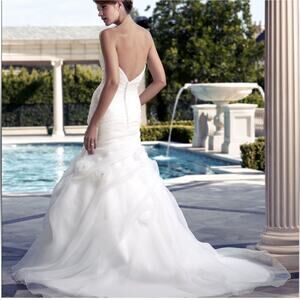 Organza Wedding Gown 16 Strapless Plus Size Wedding Dress Long Trumpet Fit Flair